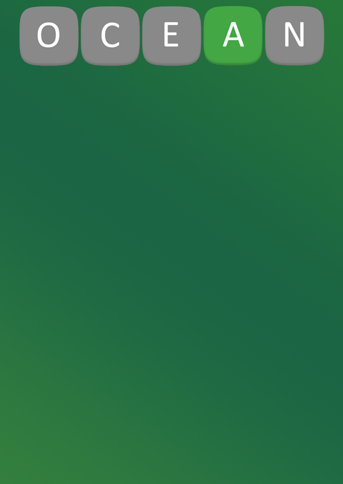 In the game, enter any word, for example, ocean